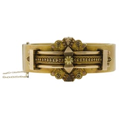 Antique Victorian Etruscan 14 Kt Yellow Gold Bangle Bracelet