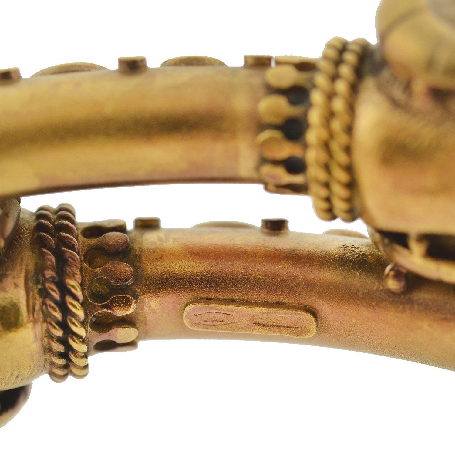 Victorian Etruscan Double Ram's Head Bypass Bracelet 1
