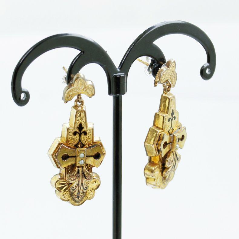 Viktorianische etruskische Ohrringe aus Gelbgold im Zustand „Gut“ im Angebot in BALMAIN, NSW