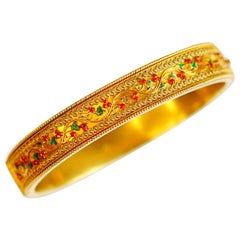 Victorian Etruscan Enamel Gold Bangle