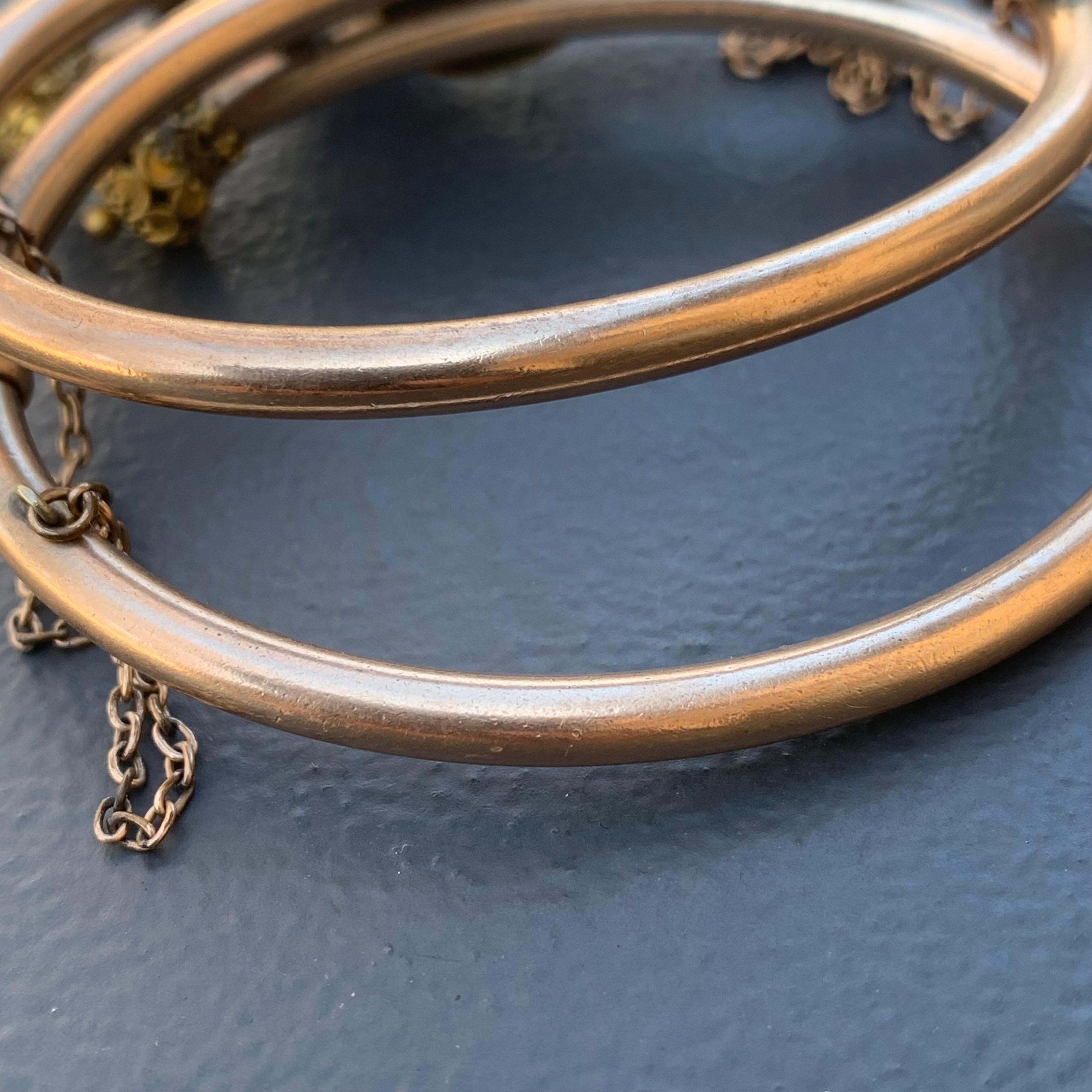 Victorian Etruscan Rev Gold Filled Wirework Wedding Bangle Bracelet Set For Sale 5