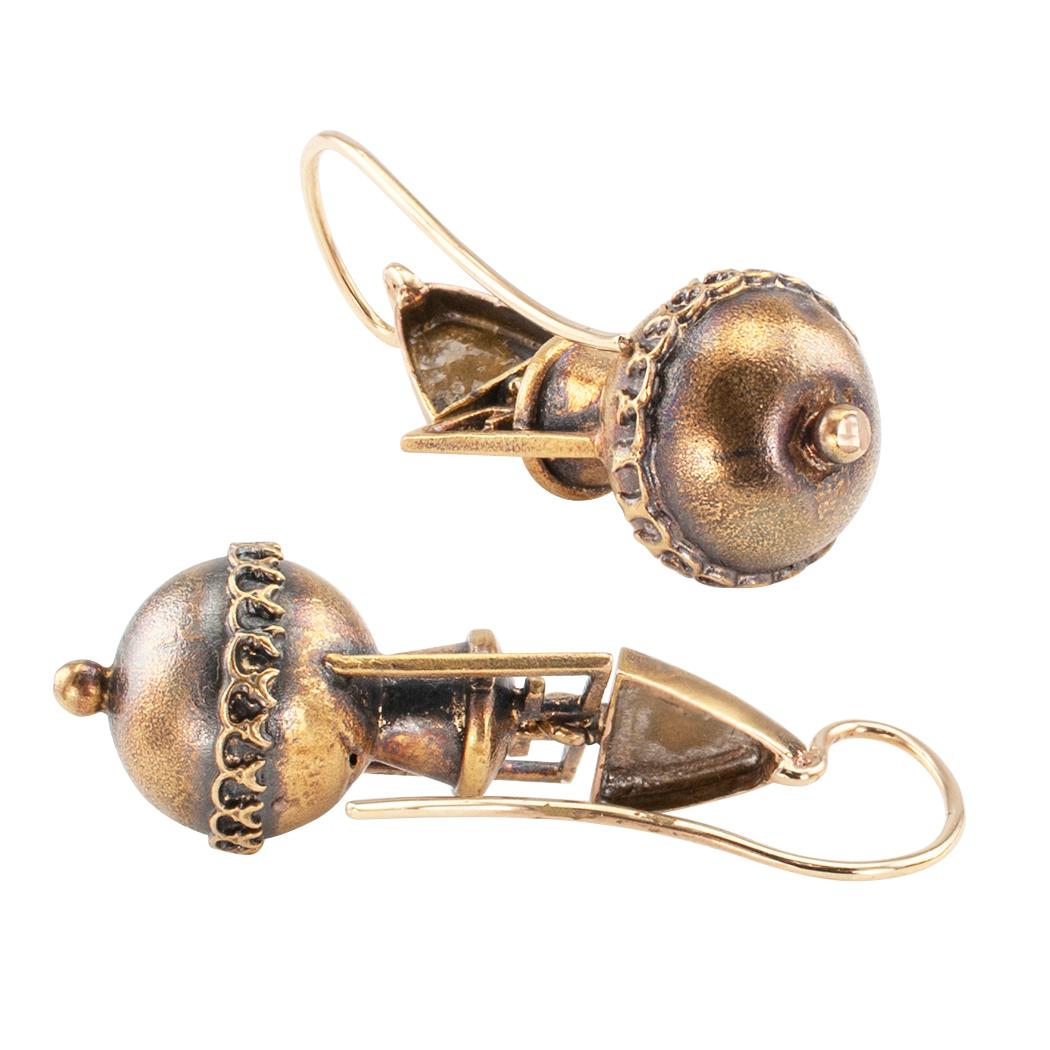 Women's Victorian Etruscan Revival Amphora Gold Earrings