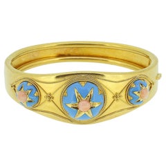 Bracciale vittoriano etrusco revival in corallo e smalto blu