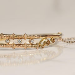 Victorian Etruscan Revival Diamond Bypass Bangle Bracelet