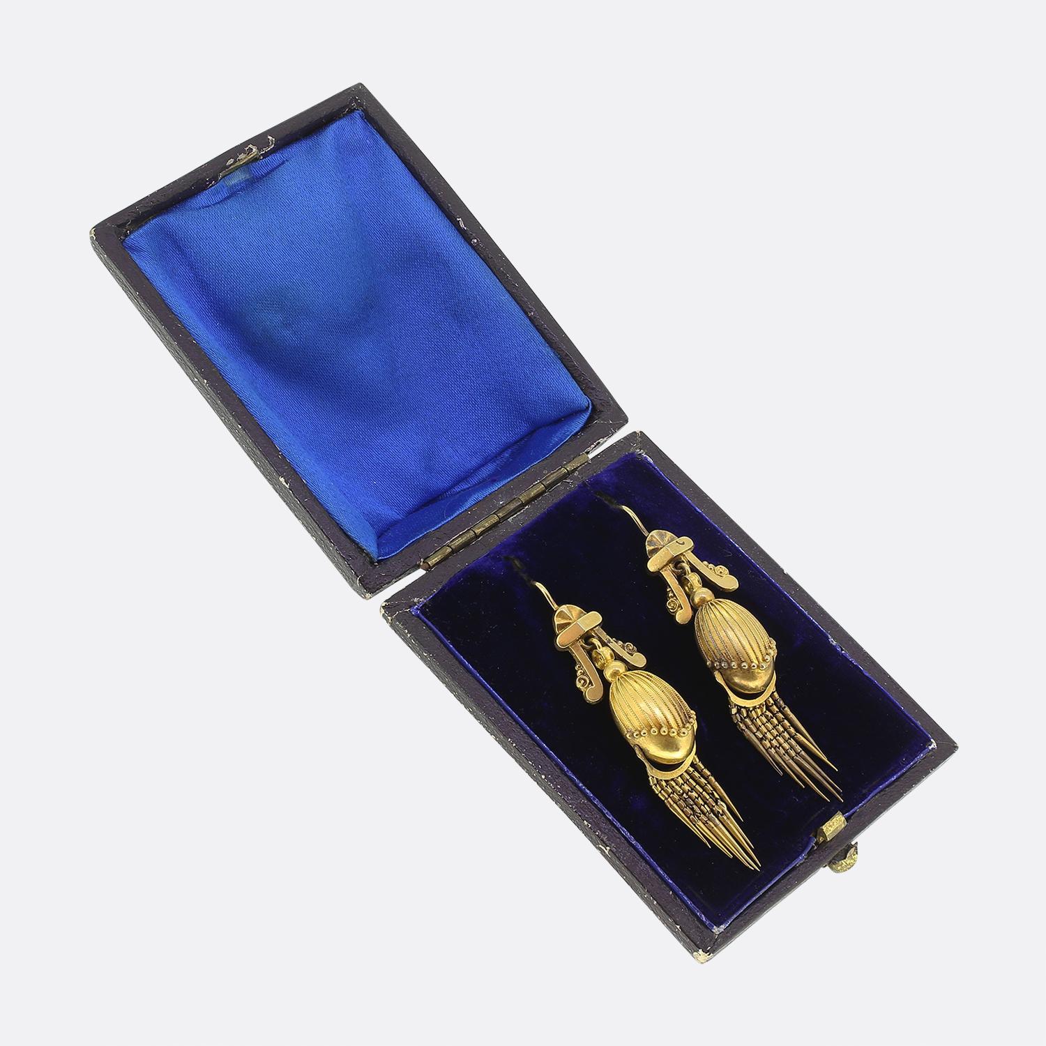 Women's or Men's Victorian  Etruscan Revival Drop Earrings