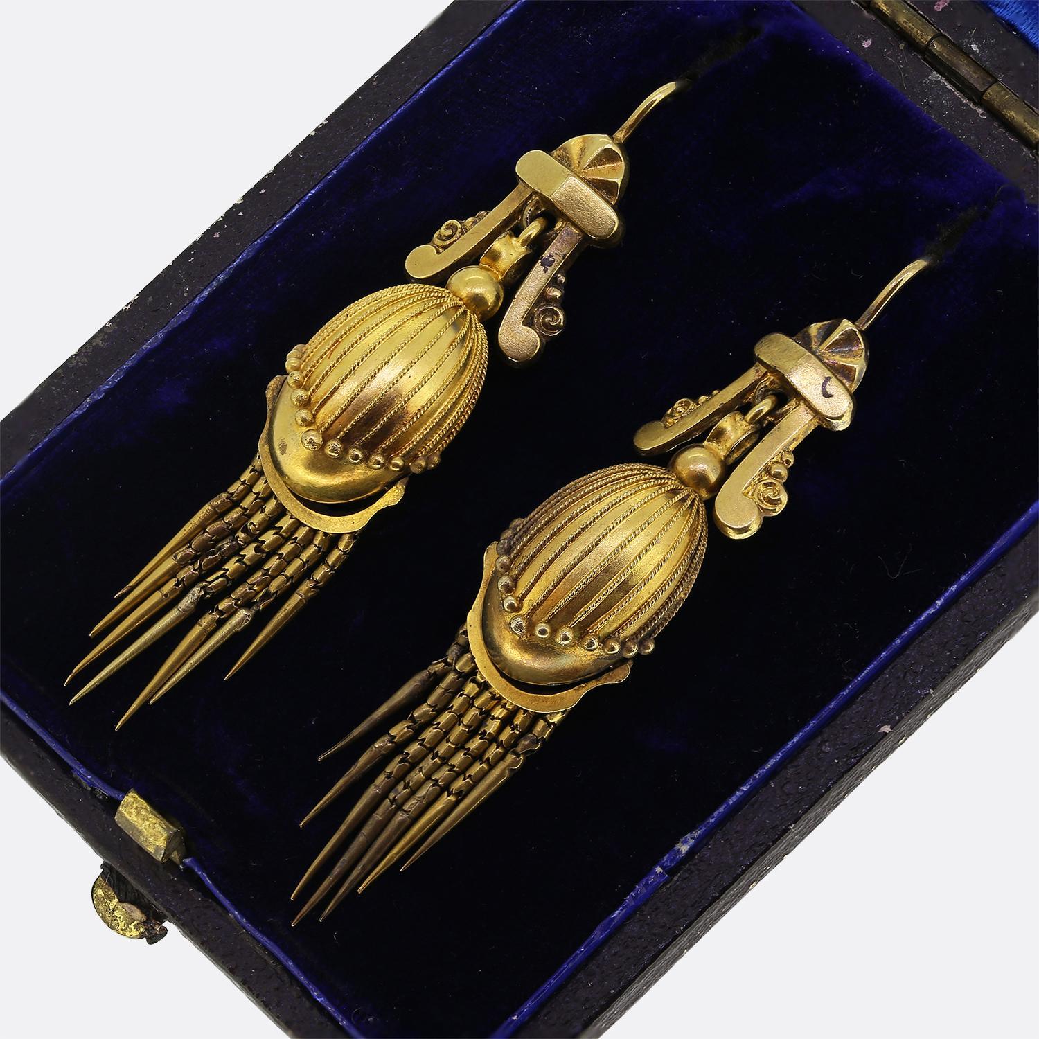 Victorian  Etruscan Revival Drop Earrings 1