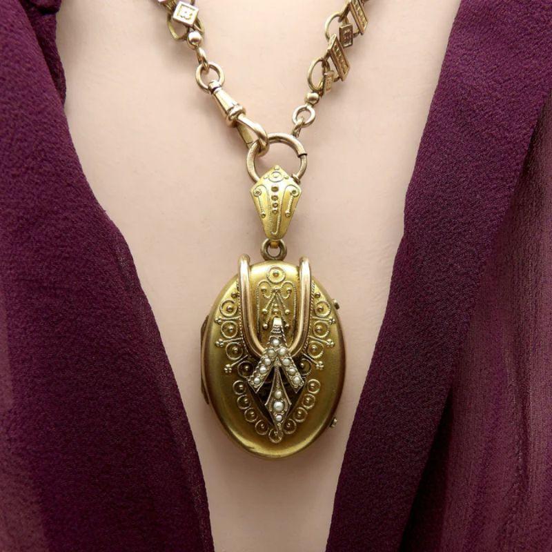 Victorian Etruscan Revival Gold Fill Locket In Good Condition For Sale In Venice, CA