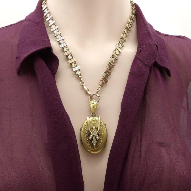 Women's or Men's Victorian Etruscan Revival Gold Fill Locket For Sale