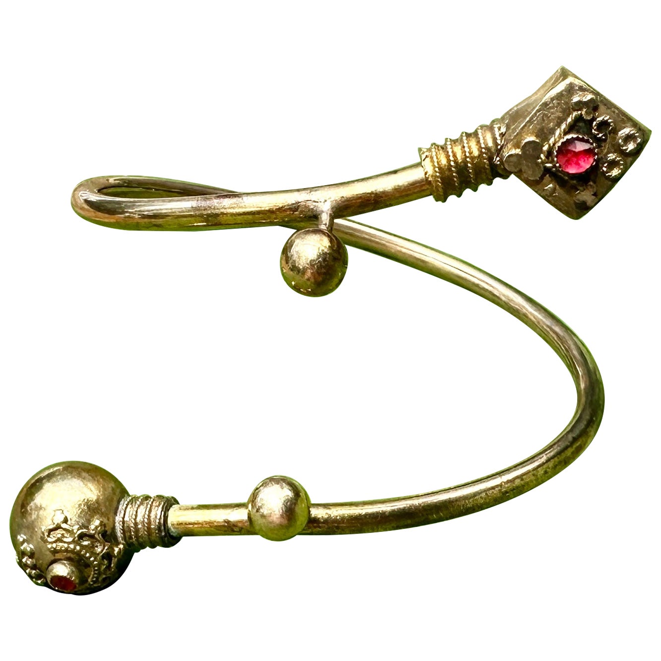 Victorian Etruscan Revival Gold Filled Bangle Bracelet Circa 1870