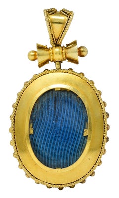 Victorian Etruscan Revival Multi-Gem Enamel 14K Gold Antique Star Locket Pendant