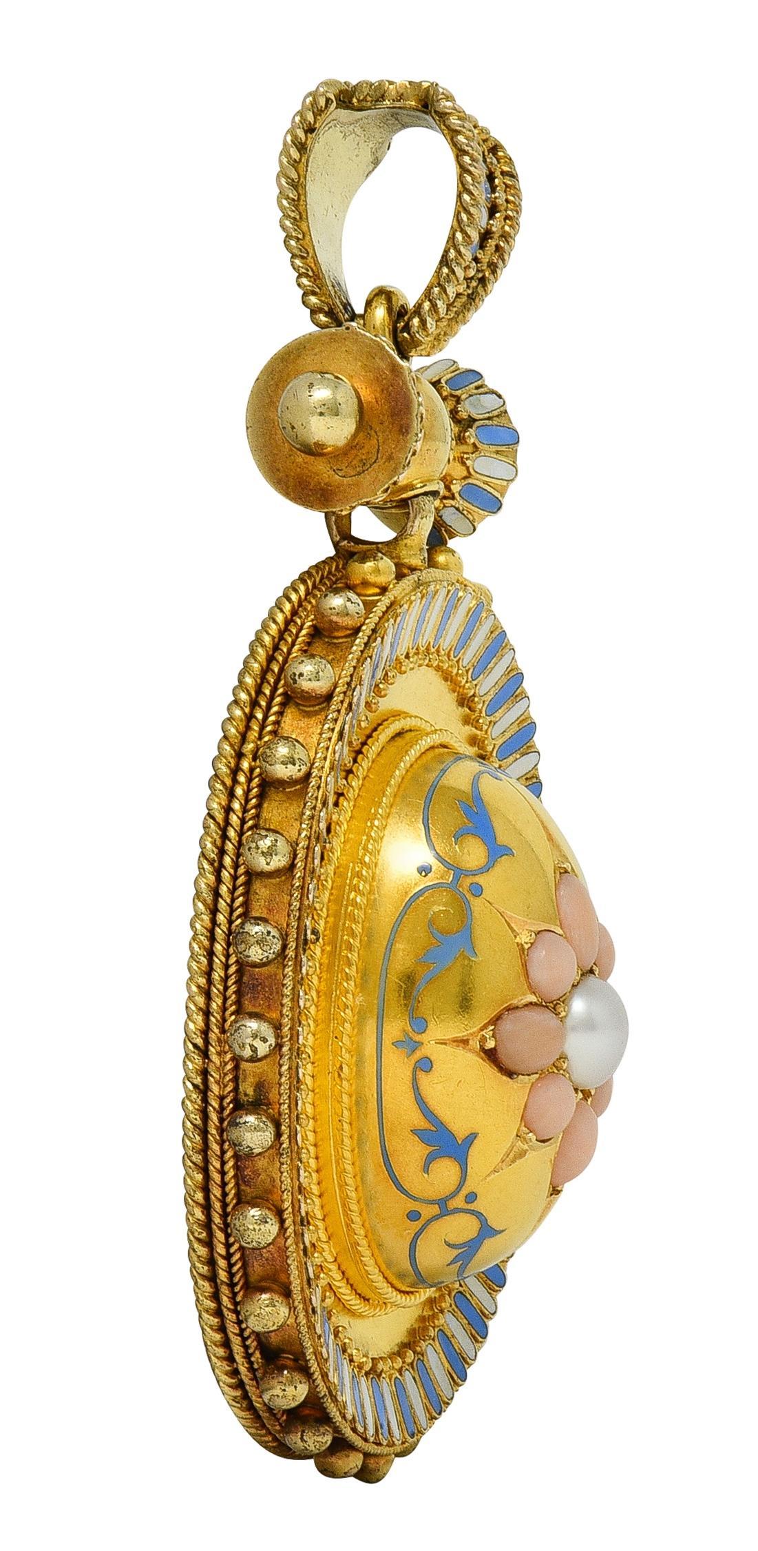 Viktorianische Etruscan Revival Multi-Gem-Emaille 14K Gold antiken Stern Medaillon Anhänger im Zustand „Hervorragend“ im Angebot in Philadelphia, PA