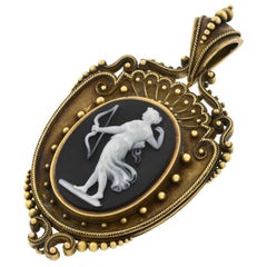 Victorian Etruscan Revival "Pâte-Sur-Pâte" Diana the Goddess Pendant