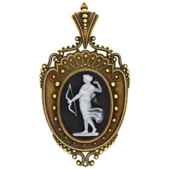 Victorian Etruscan Revival "Pâte-Sur-Pâte" Diana the Goddess Pendant