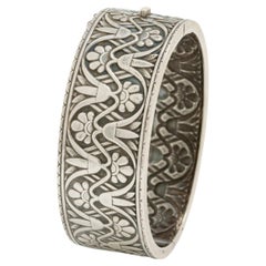 Victorian Etruscan Revival Silver Statement Bangle
