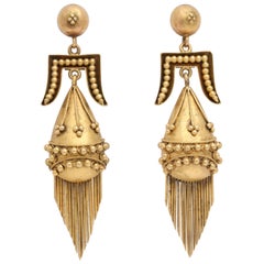 Victorian Etruscan Revival Tassel Earrings Antique Victorian Etruscan Revival Tassel Earrings