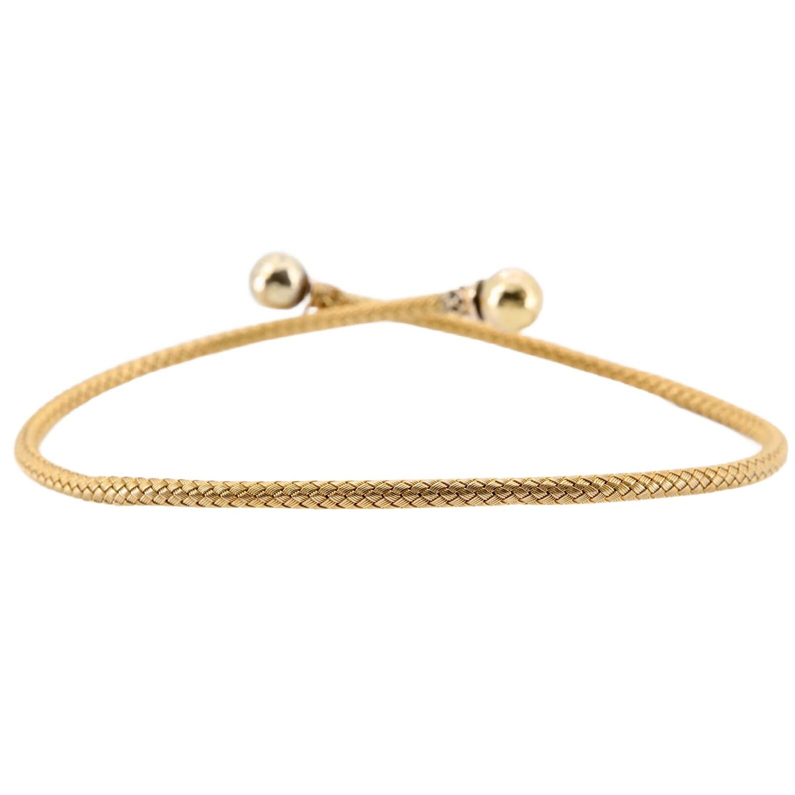 Victorian Etruscan Revival Woven Gold Bypass Bracelet In Good Condition For Sale In Boston, MA
