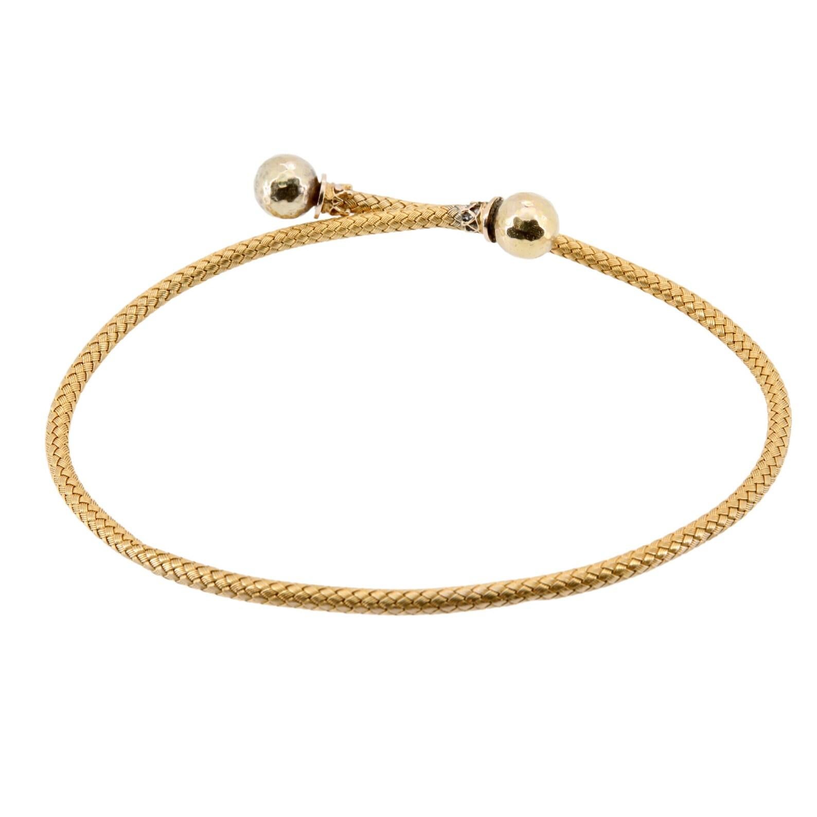 Women's Victorian Etruscan Revival Woven Gold Bypass Bracelet For Sale