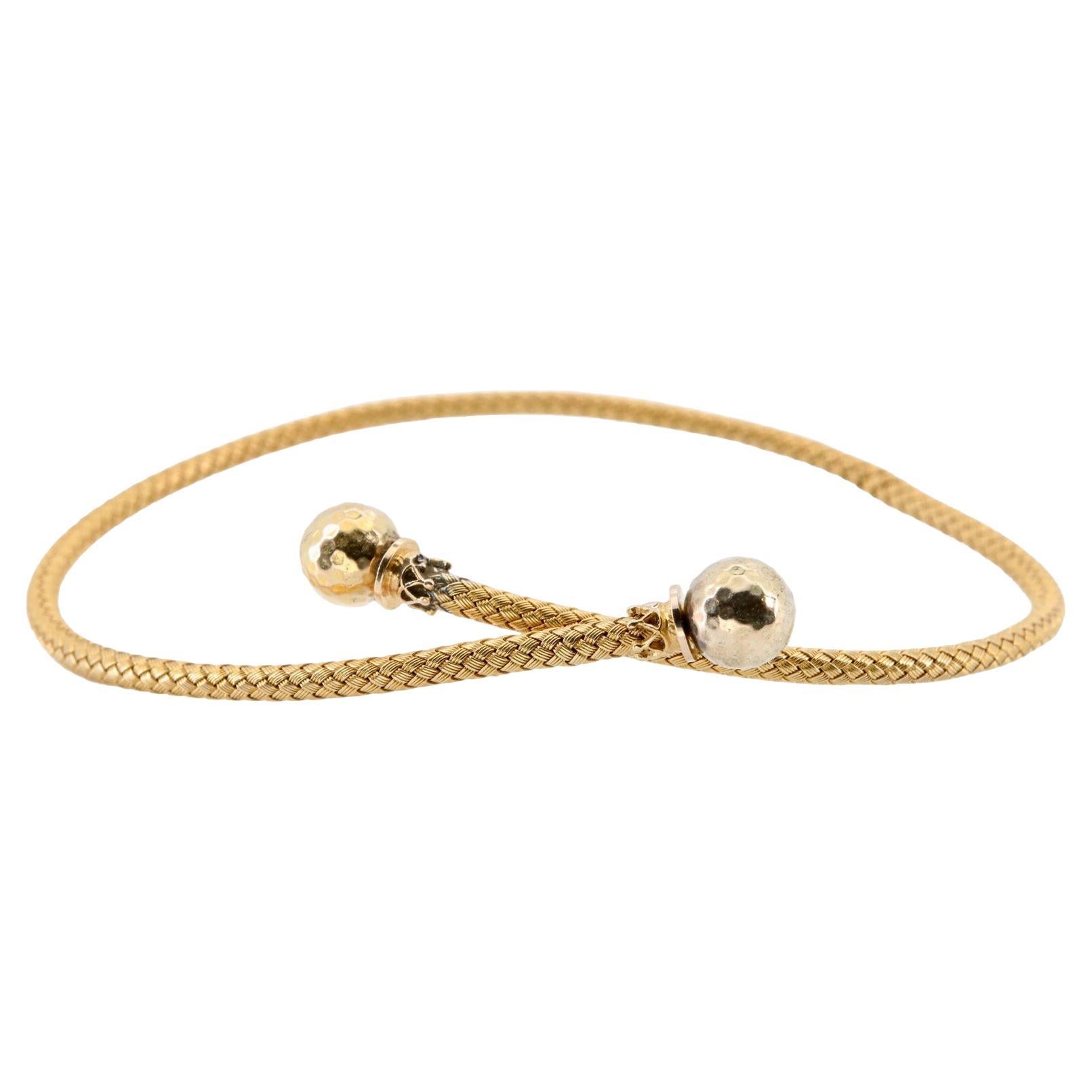 Bypass-Armband aus gewebtem Gold im viktorianischen Etruskischen Revival im Angebot