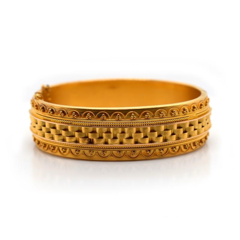 Bracelet jonc victorien en or de style étrusque, vers 1875 Bon état - En vente à London, GB