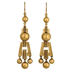 Antique Victorian Etruscan Style Gold Earrings