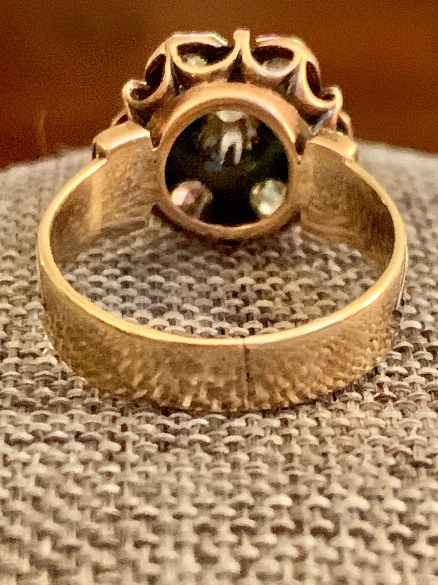 Victorian Euro and Mine Cut Diamond 14 Karat Yellow Gold Ring - Size 7 3/4 In Good Condition In St. Louis Park, MN