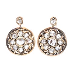 Boucles d'oreilles Victoriennes de style européen en or avec diamant et coupe rose