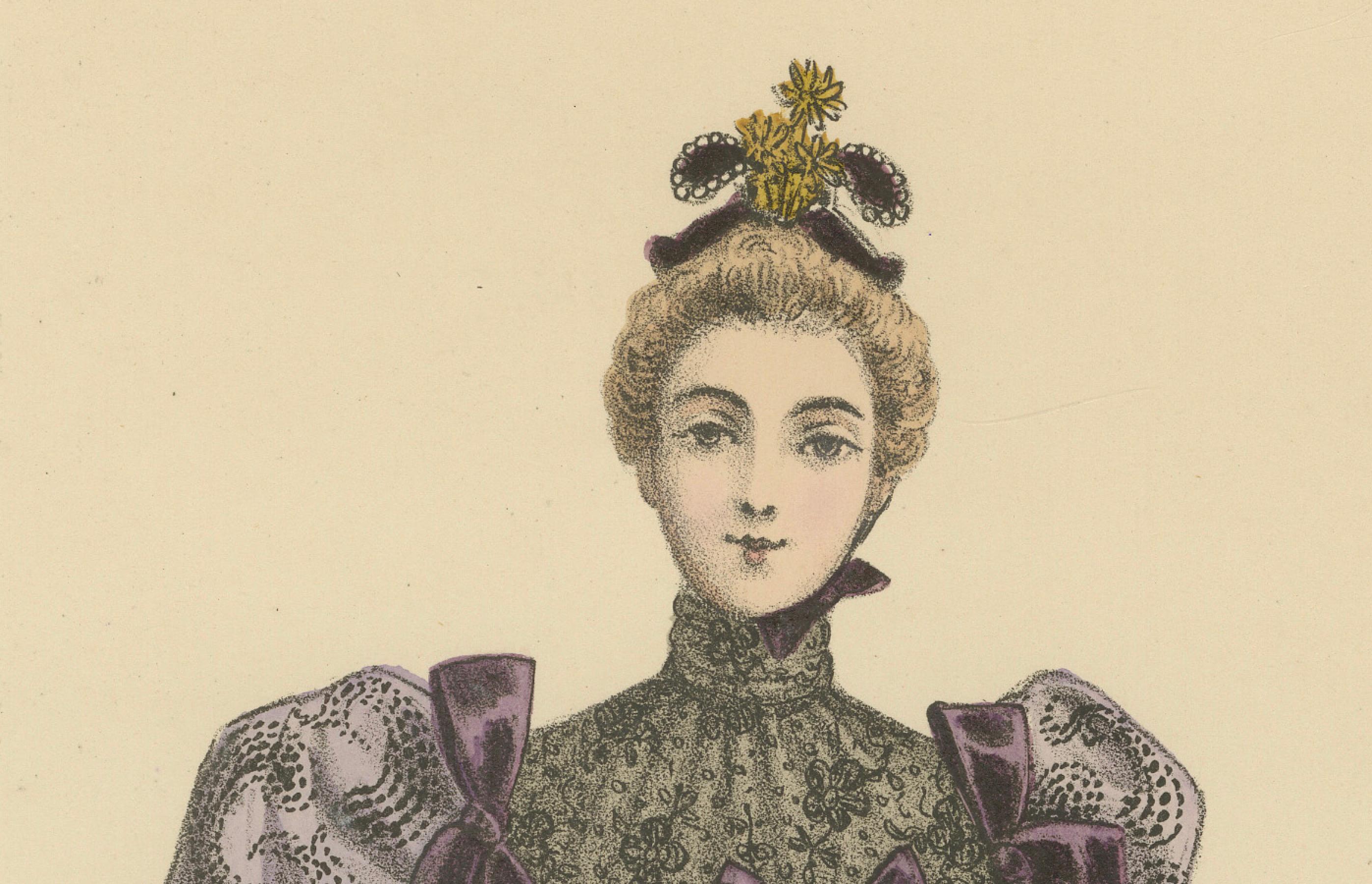 Fin du XIXe siècle L'Elegance du soir à l'époque victorienne : Lithographie de la mode opulente publiée en 1889 en vente