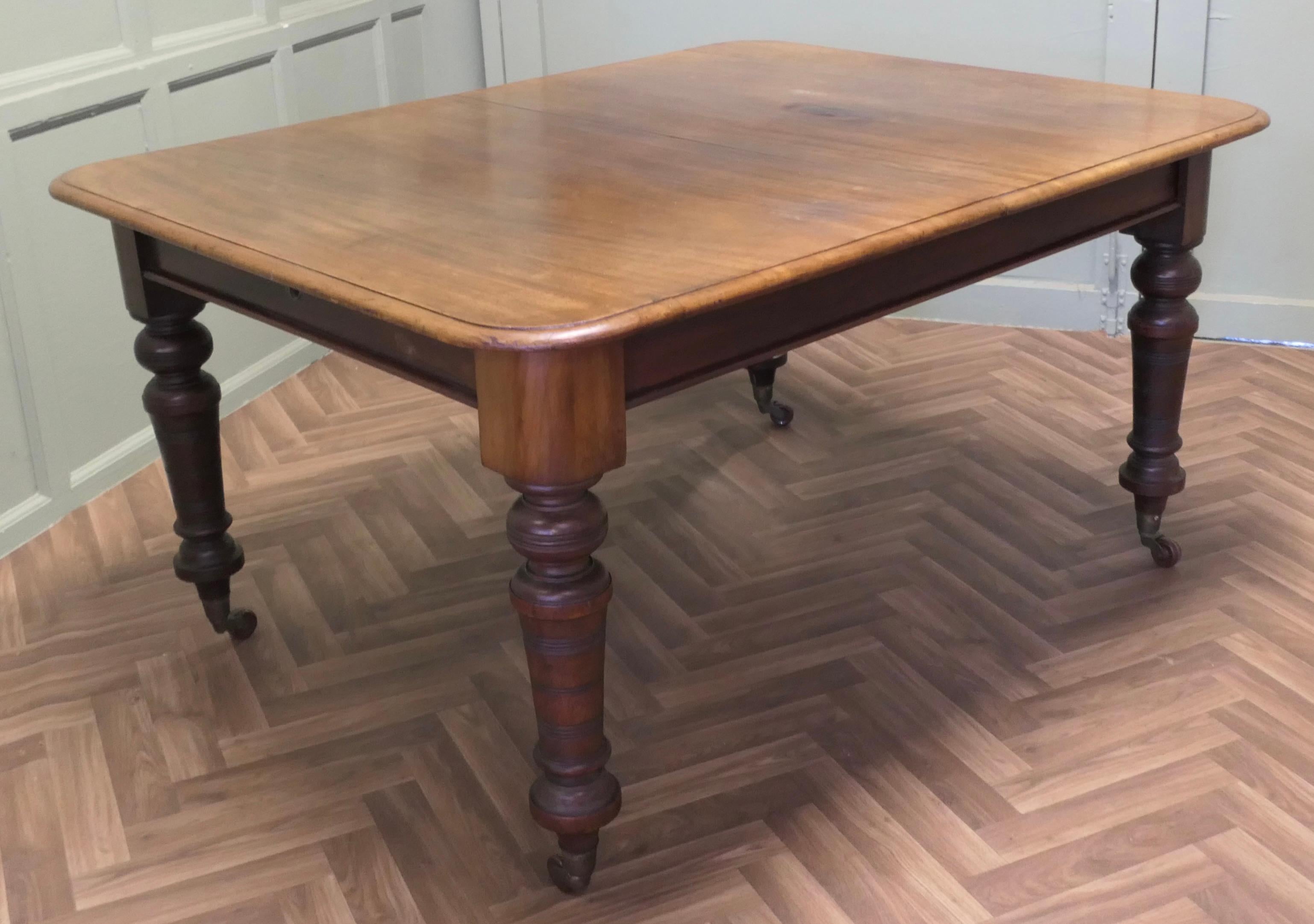 Victorian Extending Dining Table with 2 Leaves
The Wind Out Table is a well known Victorian Invention, it extends the table by means of a winding mechanism which is operated with its own handle, the table opens in the centre, you insert the leaf and