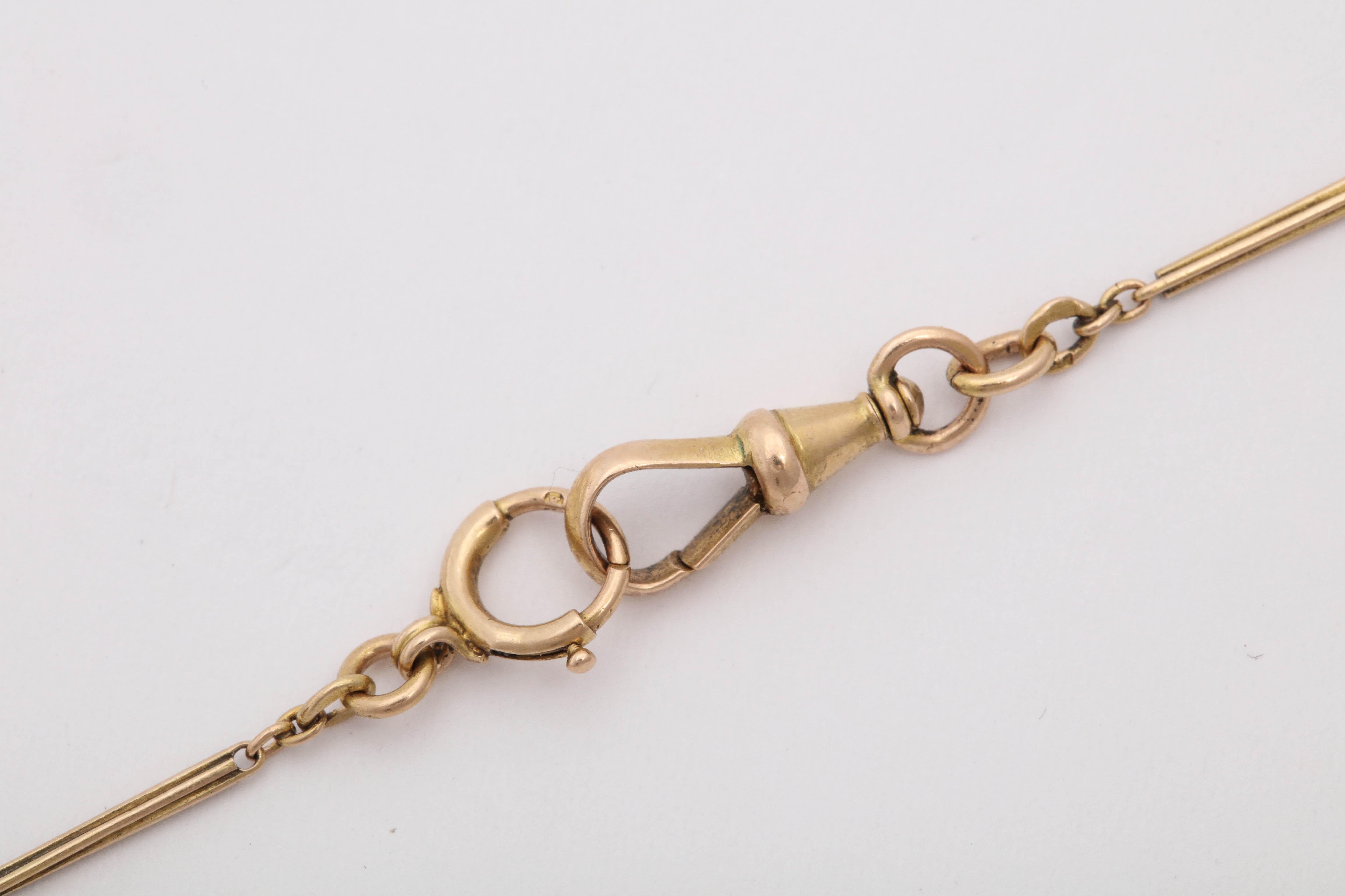 Victorian Extra Long Pearl with Gold Watch Chain Link Necklace with Bail Hook 2