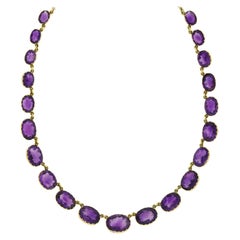 Antique Victorian Faceted Amethyst Link Riviera Necklace