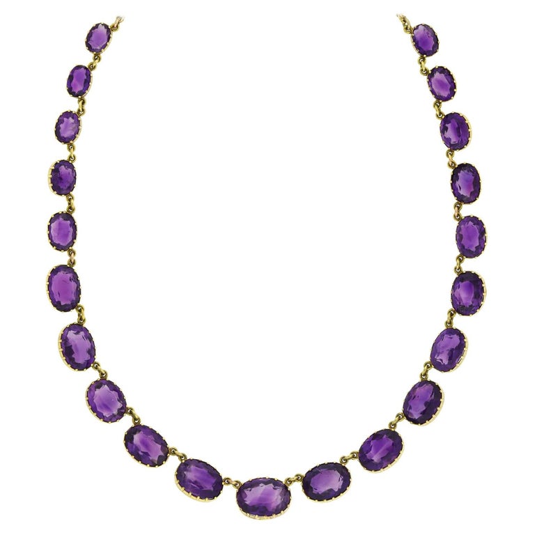 Victorian Faceted Amethyst Link Riviera Necklace at 1stDibs