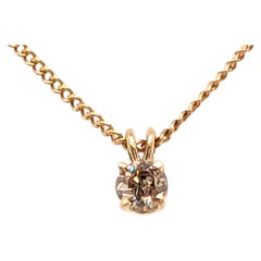 Victorian Fancy Chocolate Diamond Necklace Pendant Old Mine Cut .20ct 14K Yellow