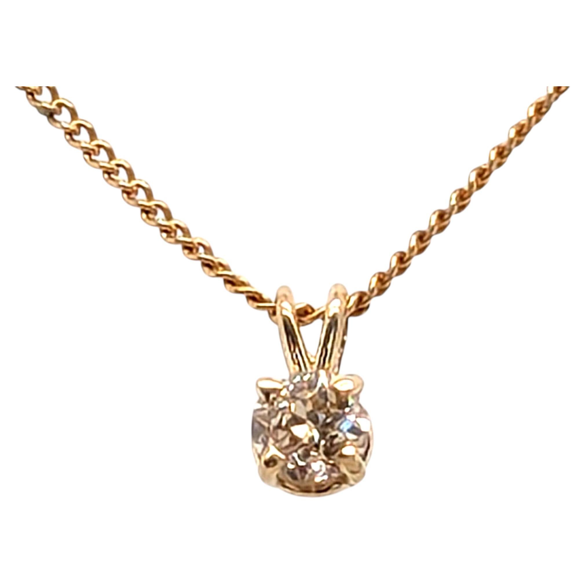 Victorian Fancy Chocolate Diamond Necklace Pendant Old Mine Cut .25ct 14K Yellow
