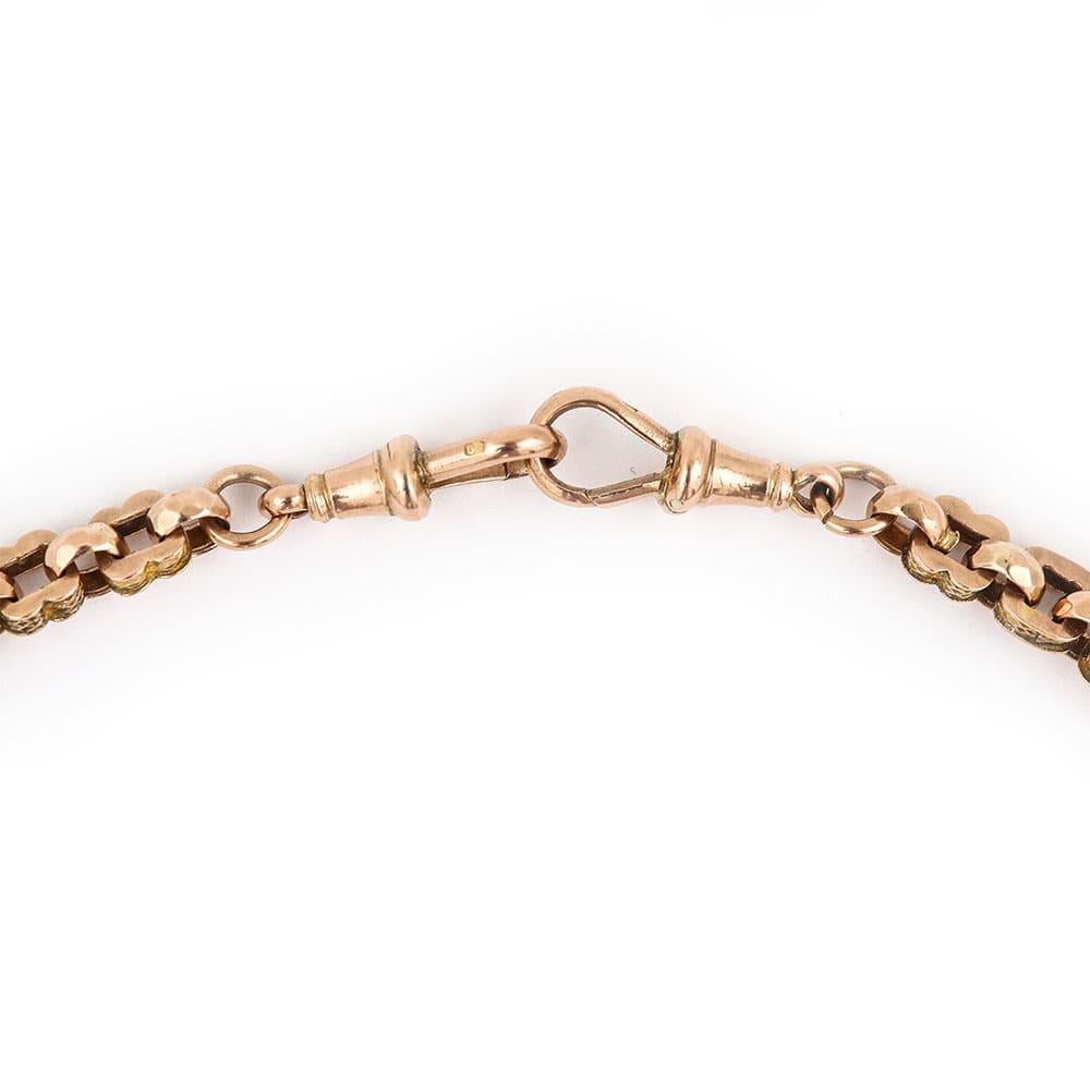 Late Victorian Victorian 9ct Rose Gold Fancy Link Double Albert Chain, 16