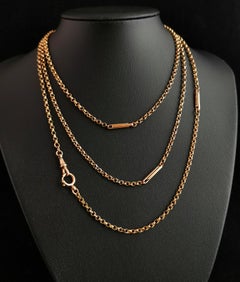 Victorian Fancy Link Longuard Chain Necklace, Muff Chain, Gold Plated