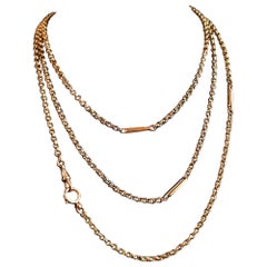 Victorian Fancy Link Longuard Chain Necklace, Muff Chain, Gold Plated