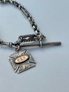 Viktorianische viktorianische Albert-Kette aus Fancy Silber