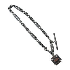 Antique Victorian Fancy Silver Albert Chain