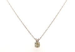 Victorian Fancy Yellow Diamond Necklace Pendant Old Mine Cut .18ct 14K White Gol