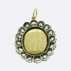 Victorian Fancy Yellow Old Cut Diamond and Enamel Locket Pendant