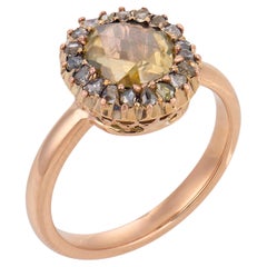 Victorian fancy yellow rose cut diamond 14k yellow cluster gold