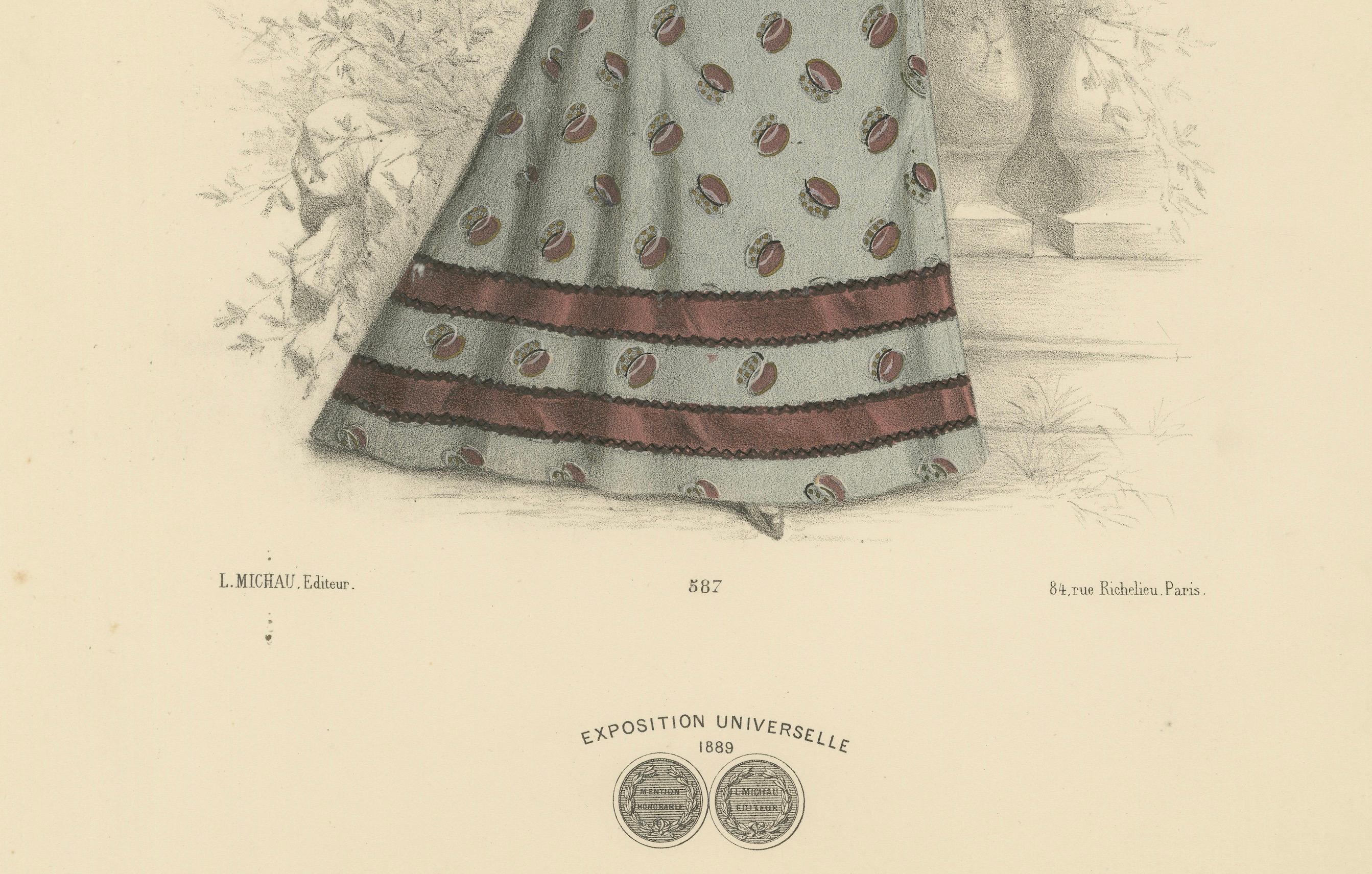 Victorian Fashion Statements der viktorianischen Mode: Litho von Michau für die Exposition Universelle im Zustand „Gut“ im Angebot in Langweer, NL