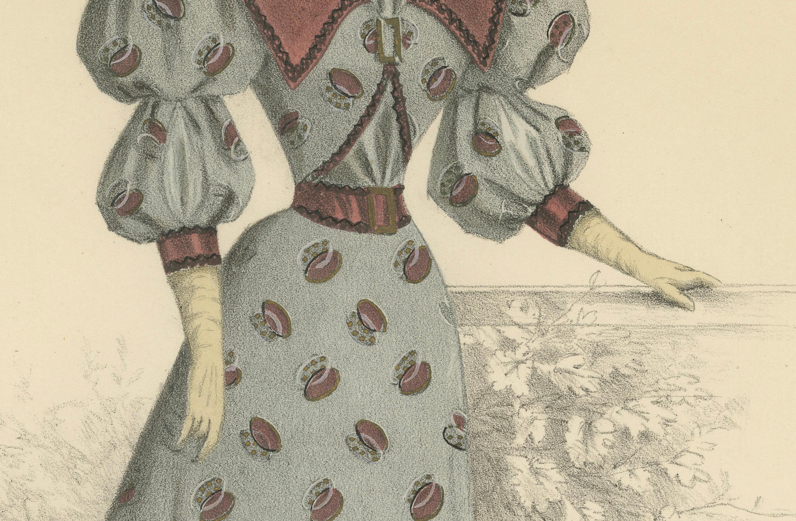 Victorian Fashion Statements der viktorianischen Mode: Litho von Michau für die Exposition Universelle (Spätes 19. Jahrhundert) im Angebot