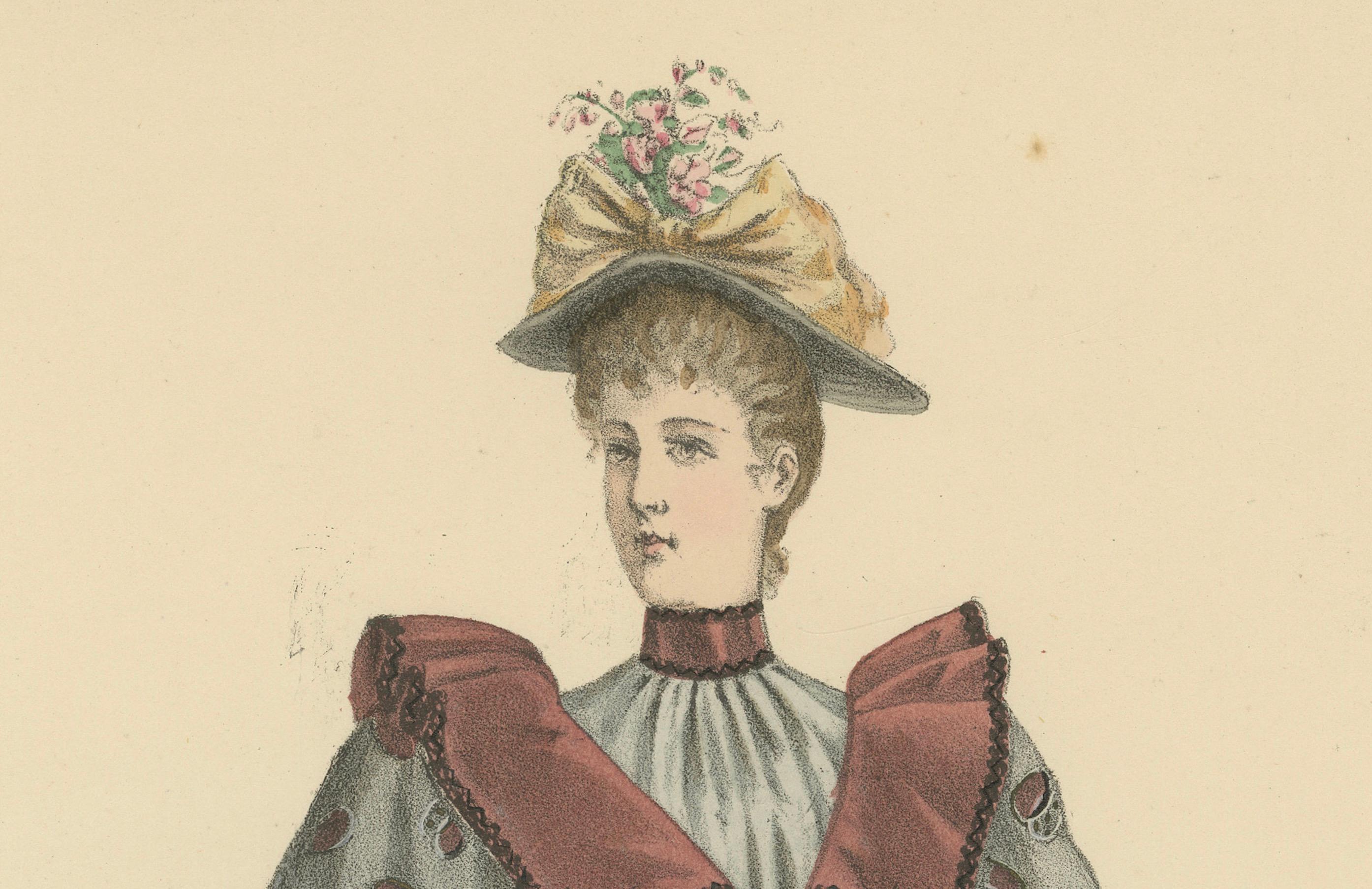 Victorian Fashion Statements der viktorianischen Mode: Litho von Michau für die Exposition Universelle (Papier) im Angebot