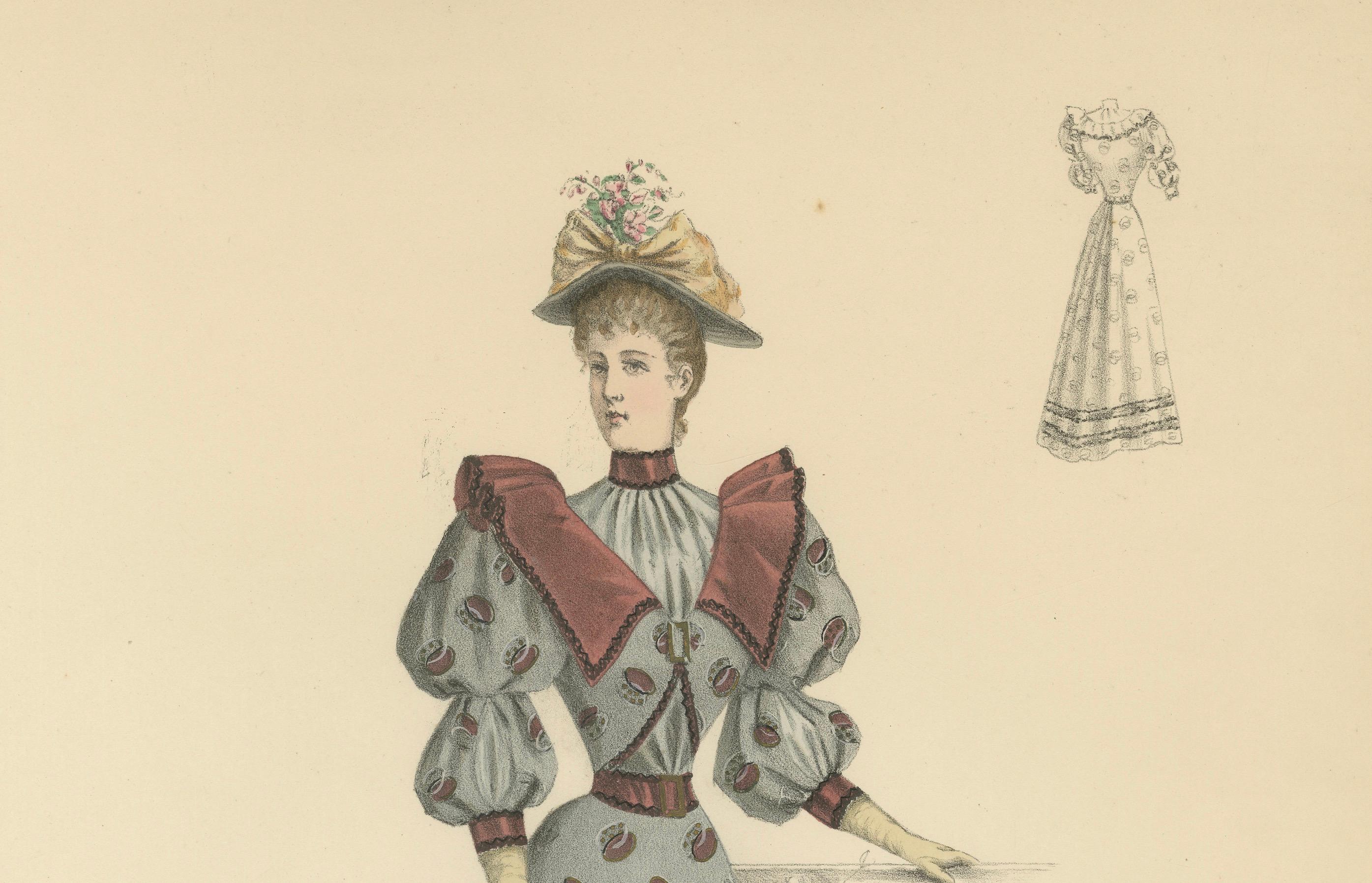 Victorian Fashion Statements der viktorianischen Mode: Litho von Michau für die Exposition Universelle im Angebot 1