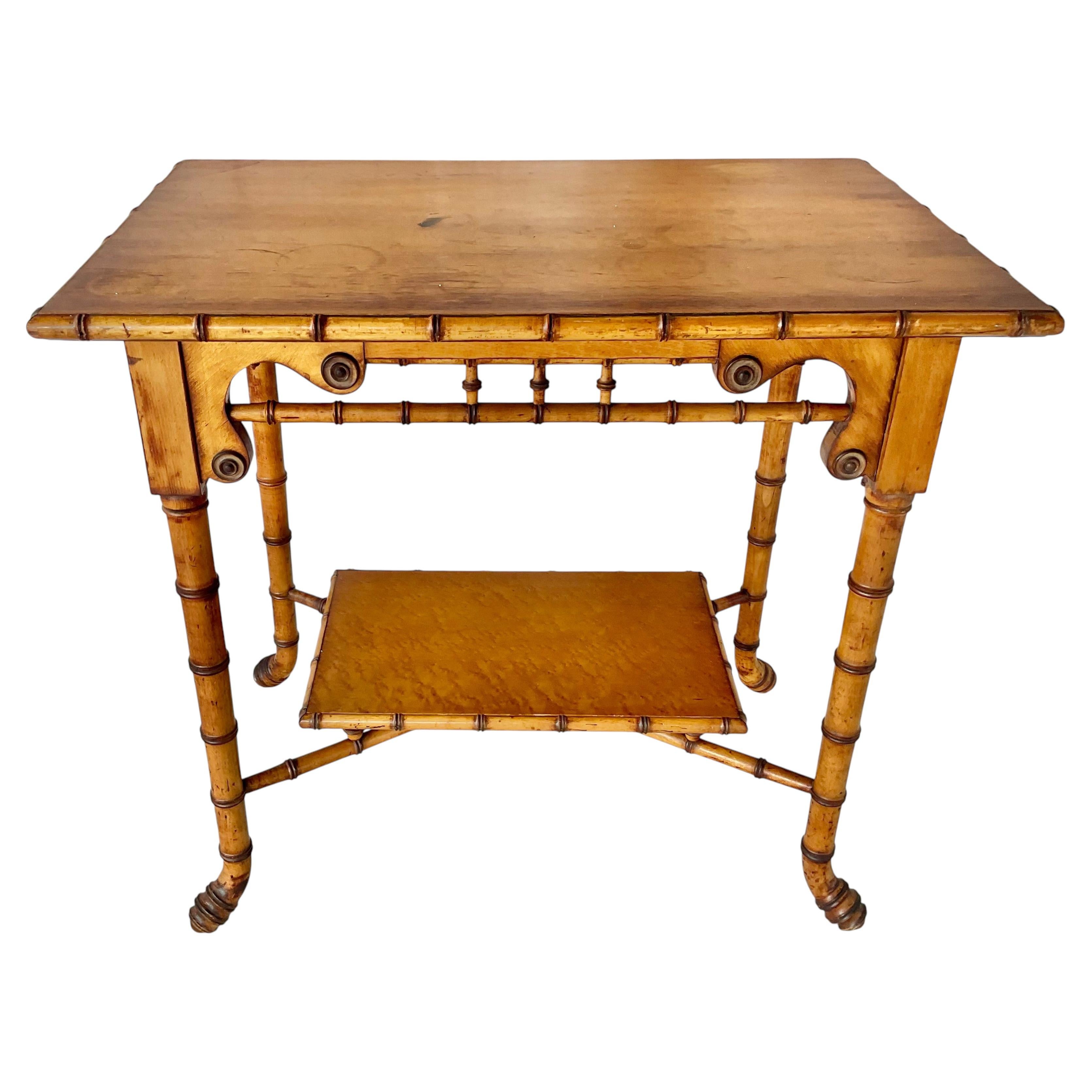 Victorian Faux Bamboo Side Table by R.J. Horner, New York For Sale