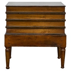 Antique Victorian Faux Book Trunk on Base Table with Storage, 19th Century Accent Piece
