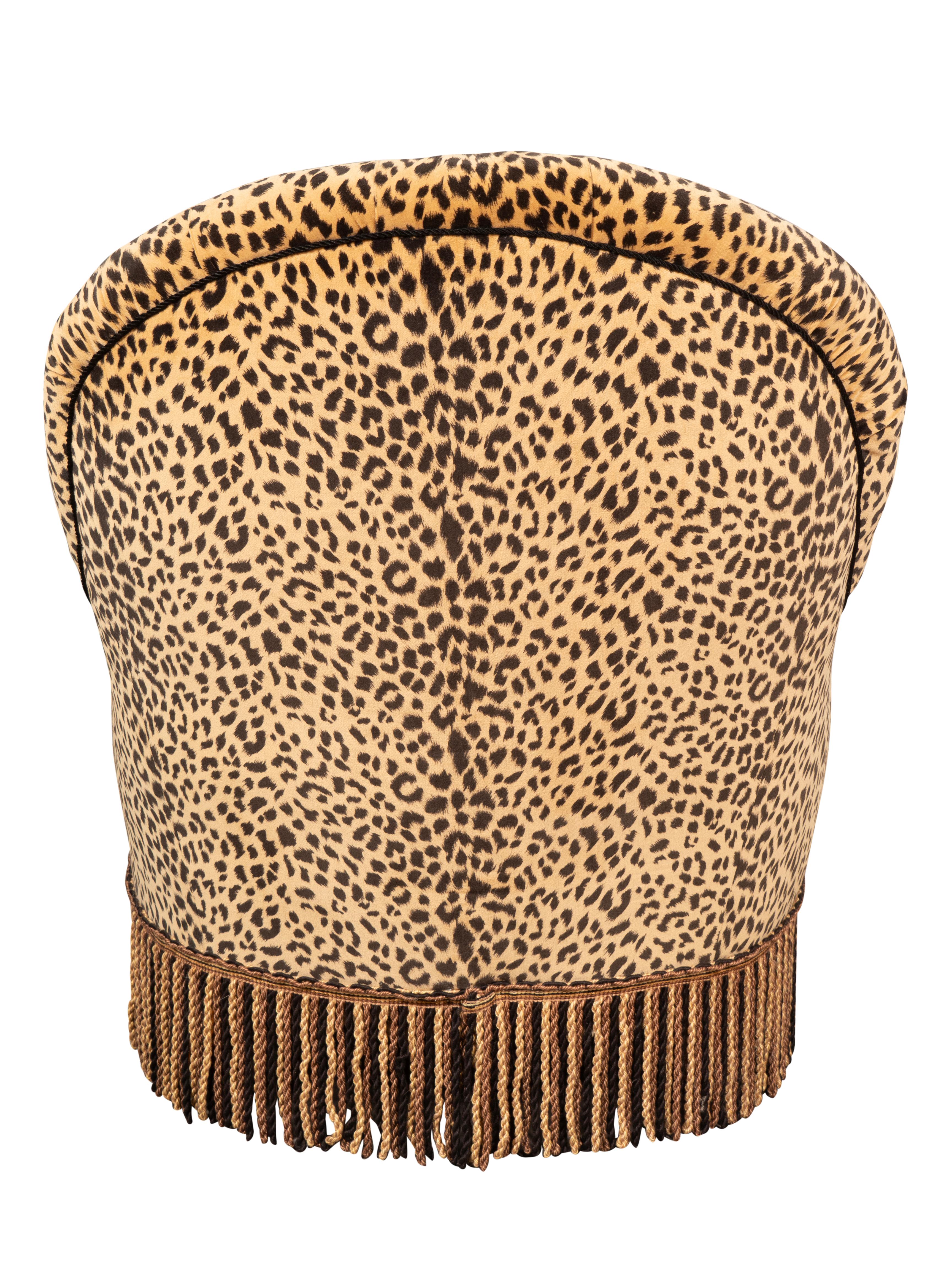 19th Century Victorian Faux Cheetah Upholstered Armchair