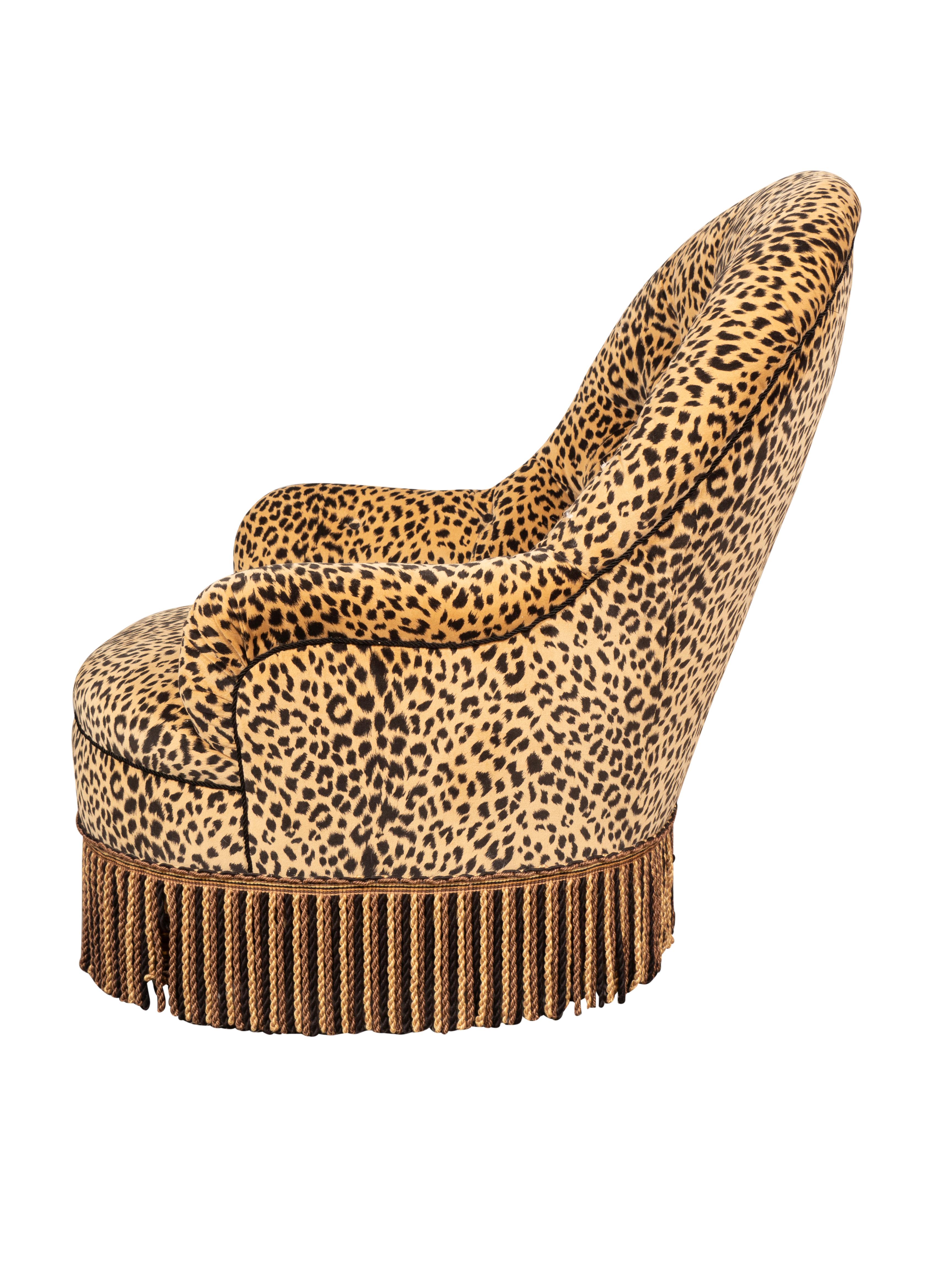 Upholstery Victorian Faux Cheetah Upholstered Armchair