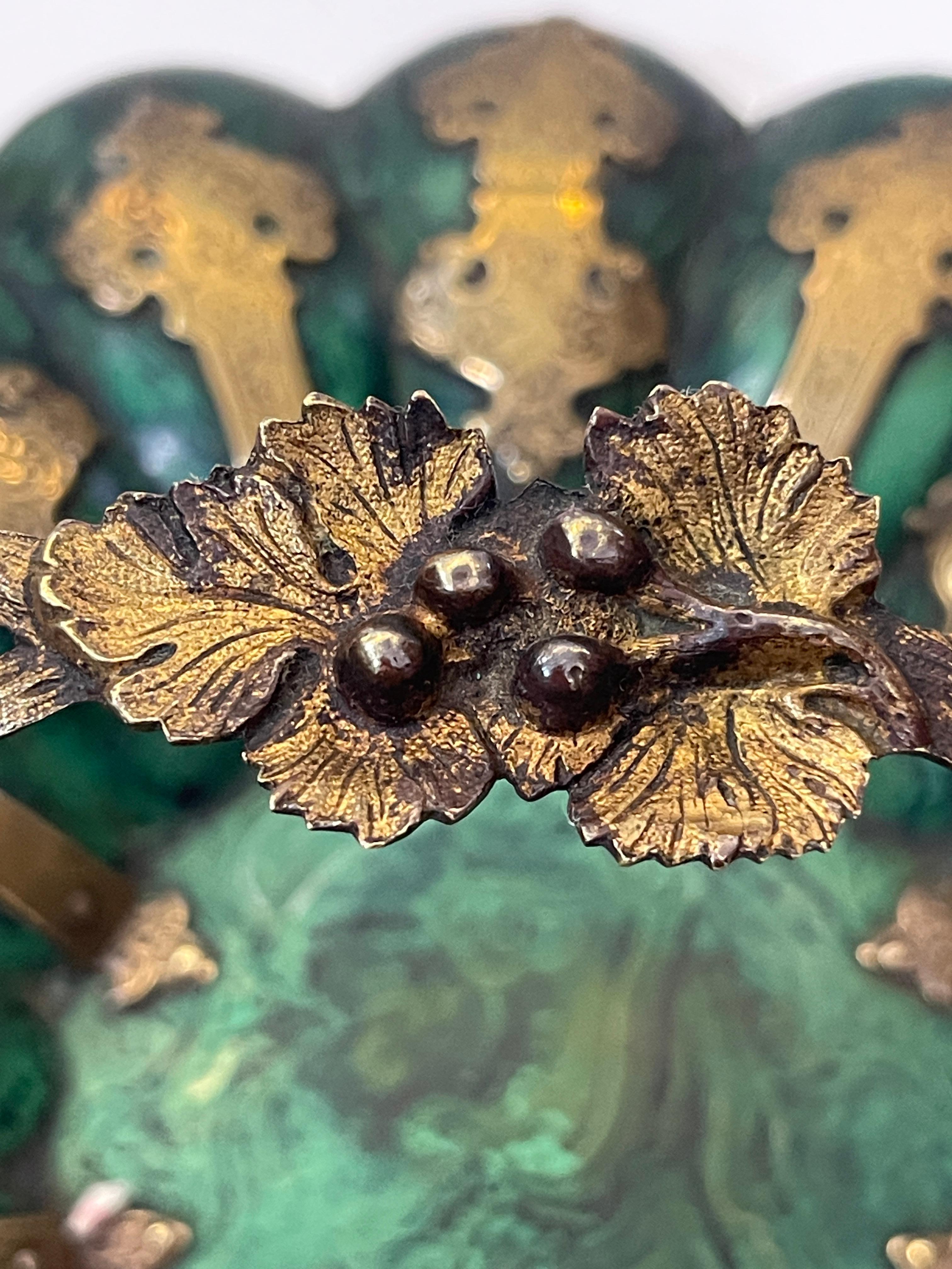 Victorian Faux Malachite & Brass Papier Mache Basket, Alsager & Neville c.1870 For Sale 3